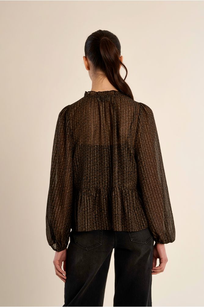 Semi-transparent ruffled blouse