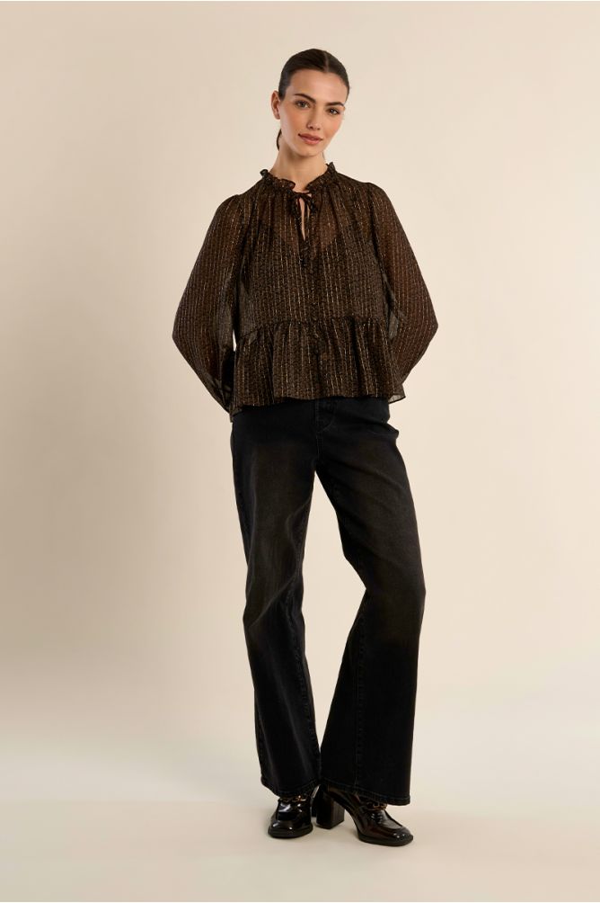 Semi-transparent ruffled blouse
