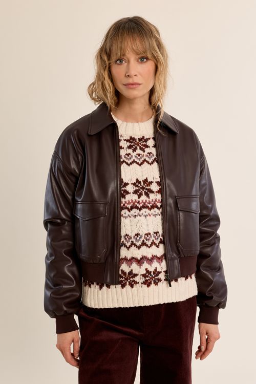 Bomber en simili-cuir