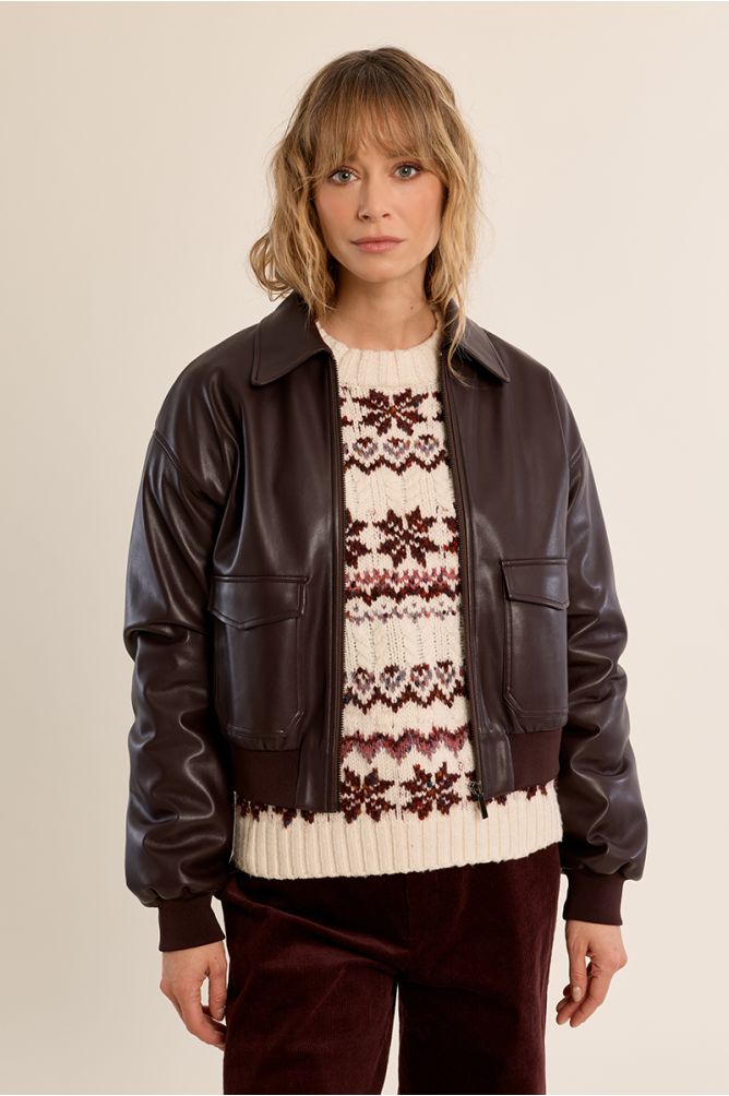 Bomber en simili-cuir