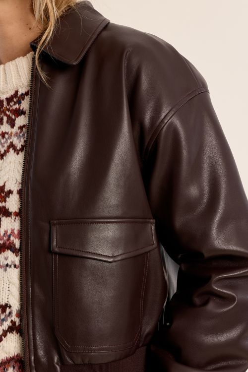 Faux leather bomber jacket