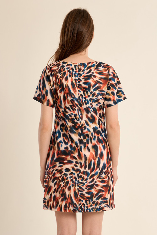 Robe courte et droite, imprimée