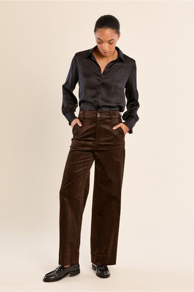 Pantalon satiné imprimé animalier