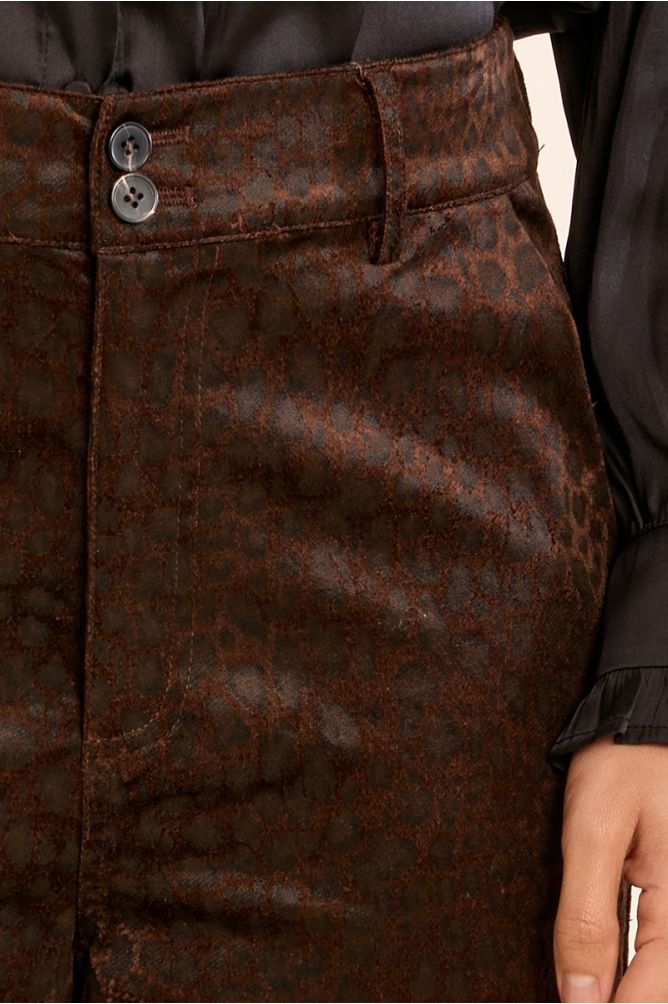 Satin animal print trousers