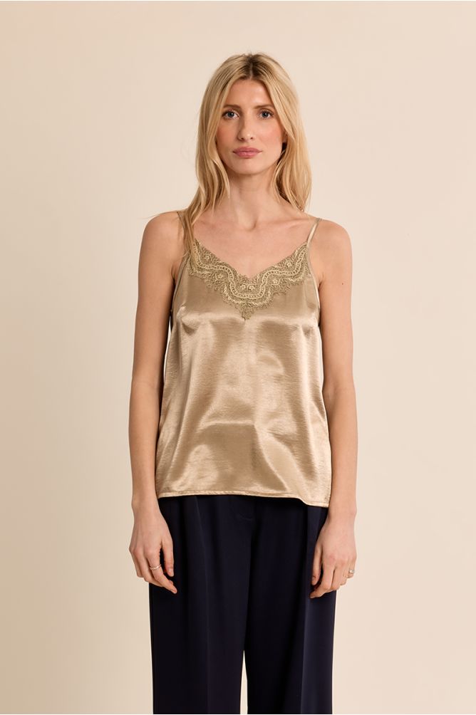 Canotta caraco satinata con pizzo - Molly Bracken