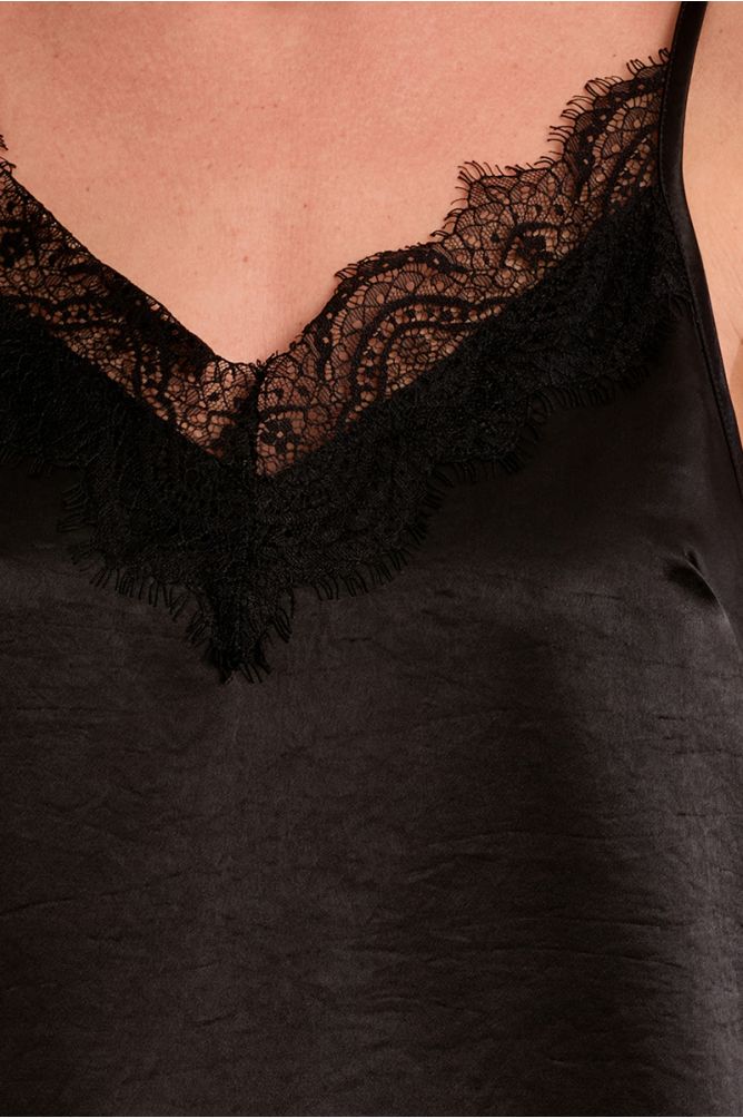 Satin camisole with lace
