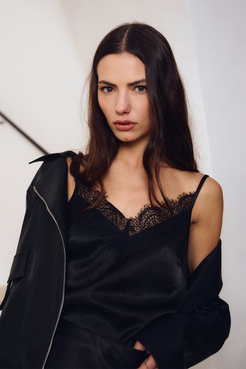 Canotta caraco satinata con pizzo - Molly Bracken