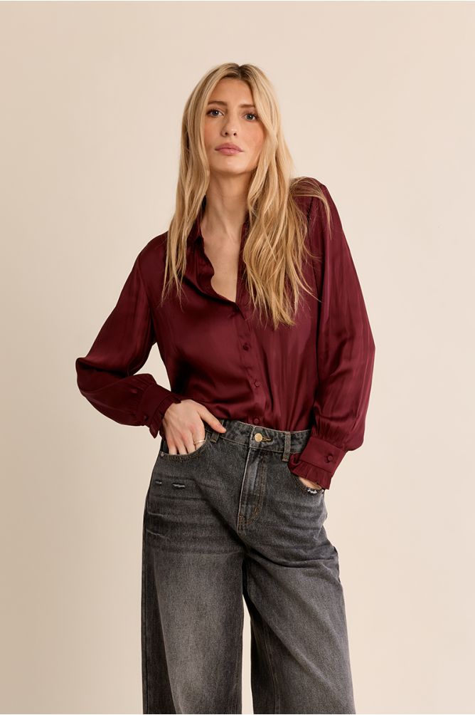 Chemise satinée crop