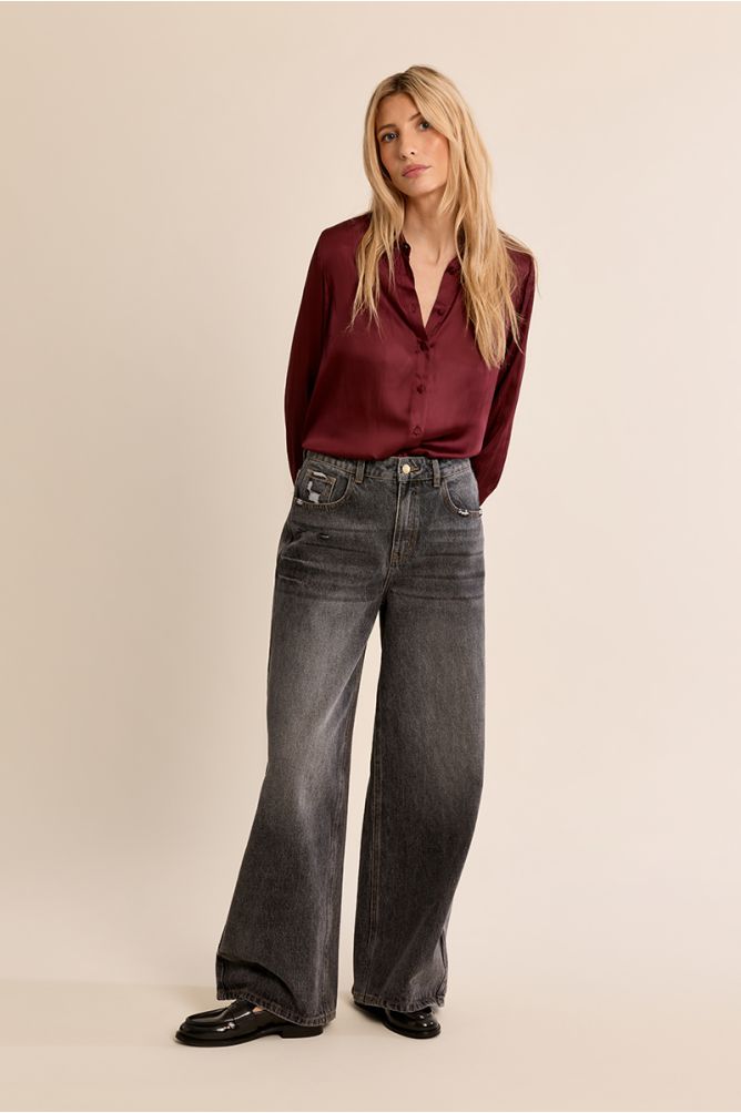 Chemise satinée crop