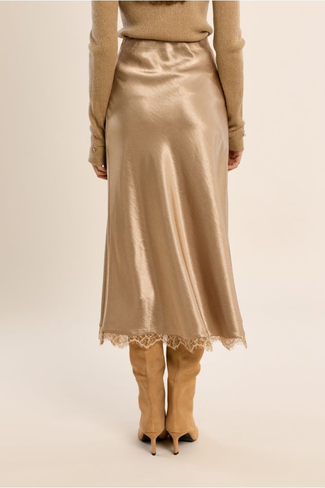 Satin skirt with lace finish