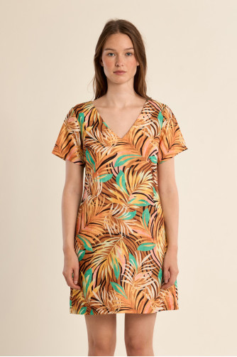 Short and straight printed dress