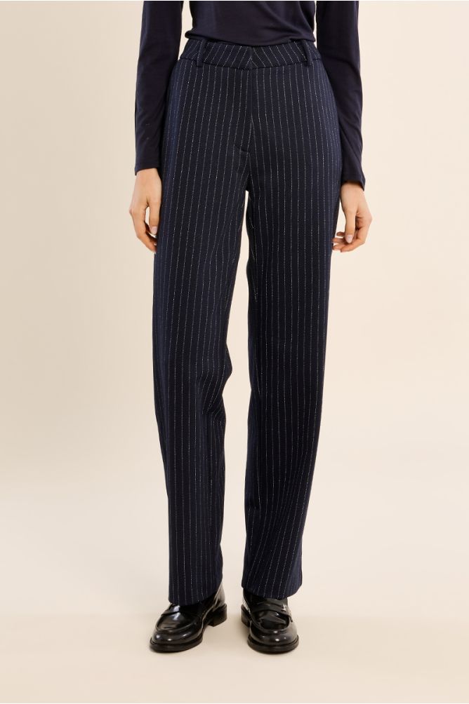 Straight tailored trousers, striped