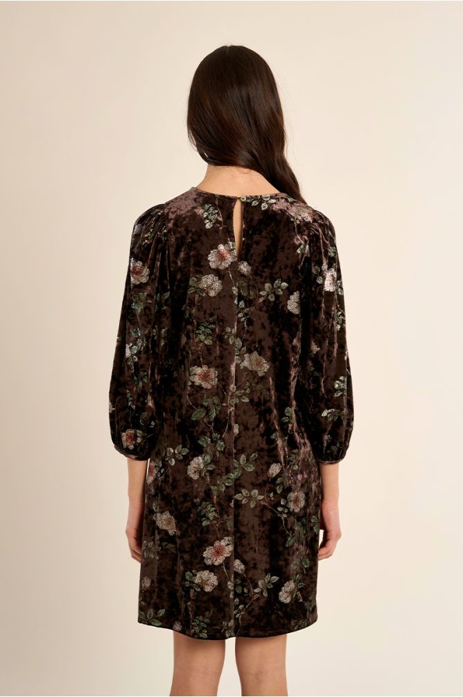 Velvet dress with balloon sleeves