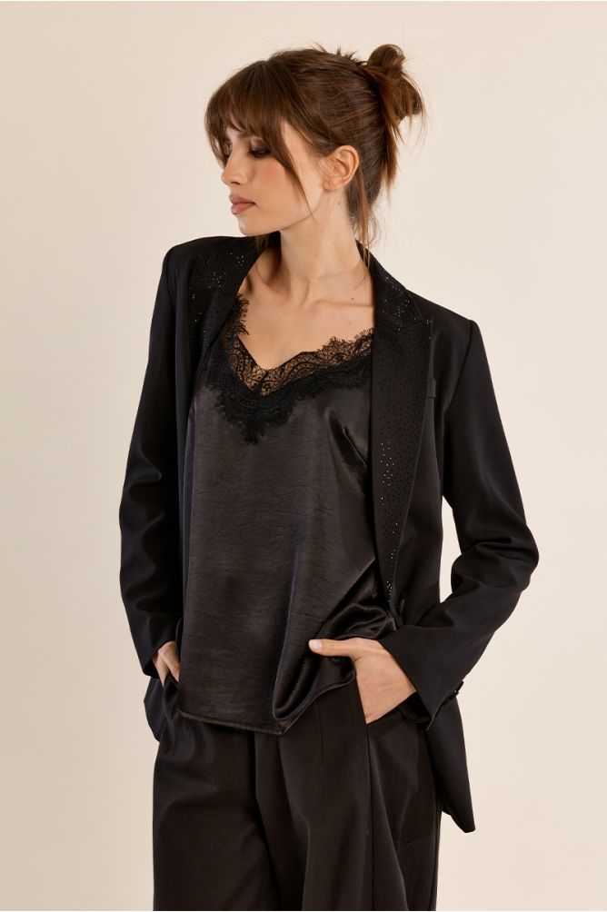 Blazer de manga larga detalle abalorios