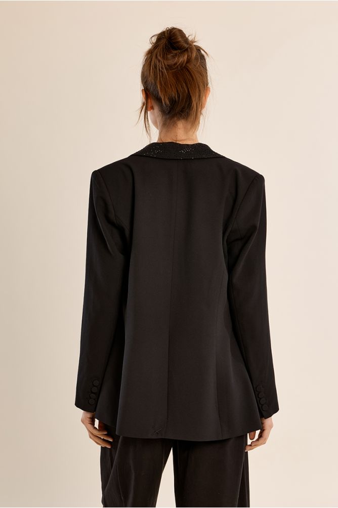 Rhinestone tailored collar blazer