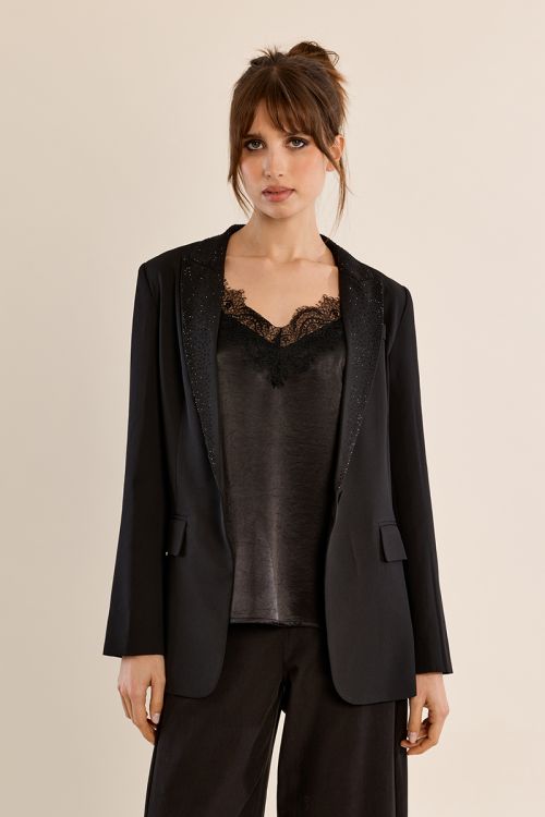 Blazer de manga larga detalle abalorios