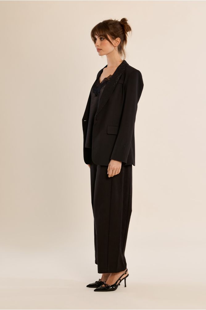 Rhinestone tailored collar blazer