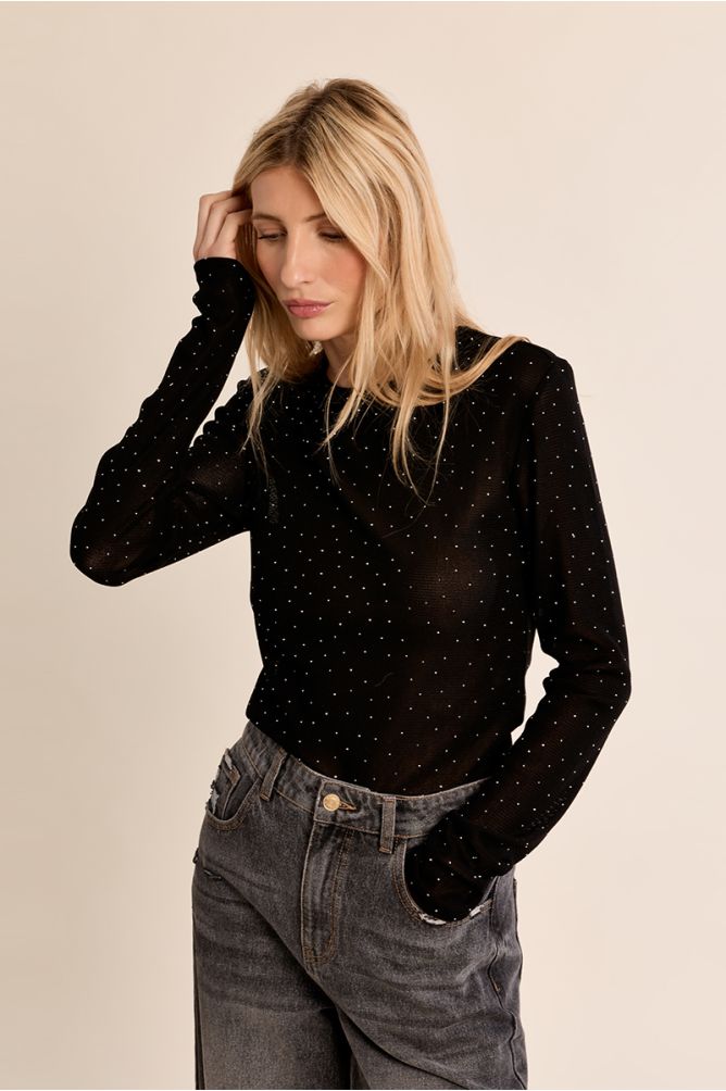 Semi-sheer polka dot top