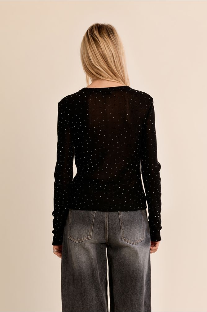 Top semi-transparent à pois