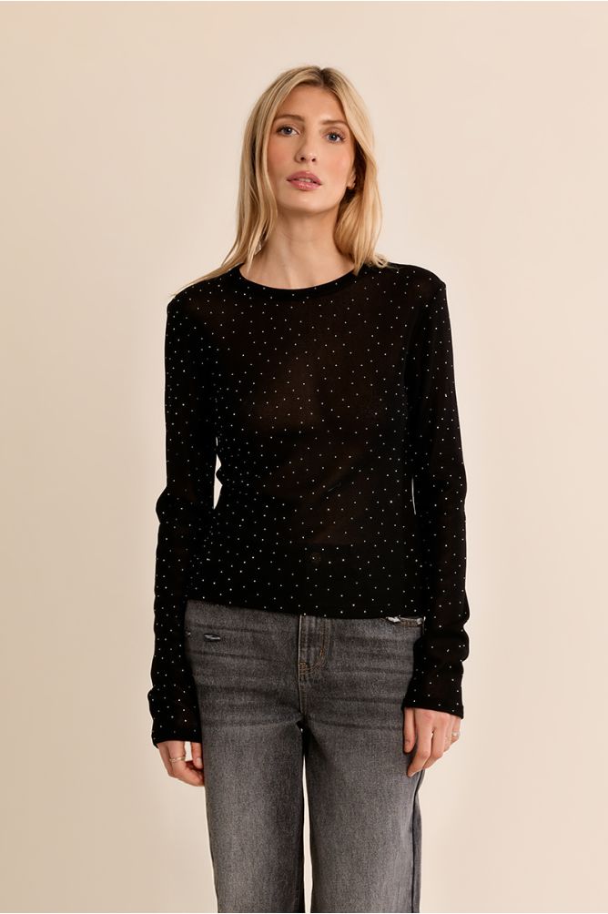 Semi-sheer polka dot top