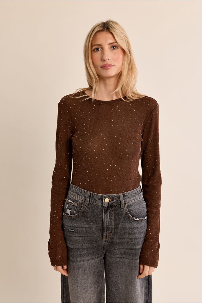 Top semi-transparent à pois