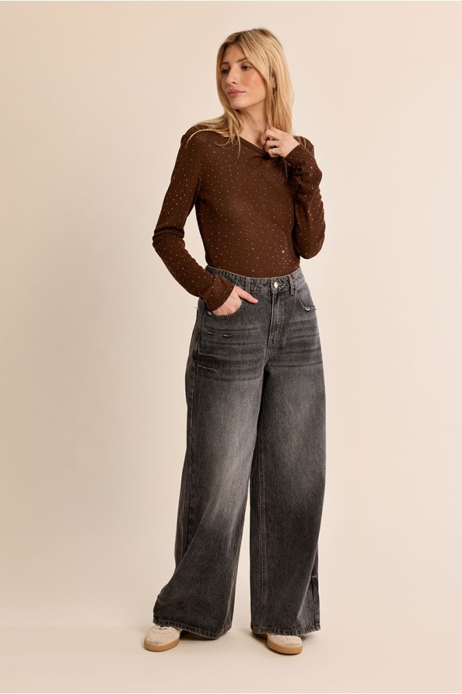 Top semi-transparent à pois