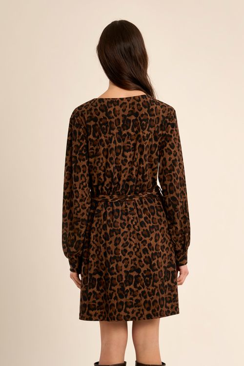 Vestido de manga larga con estampado y lazada