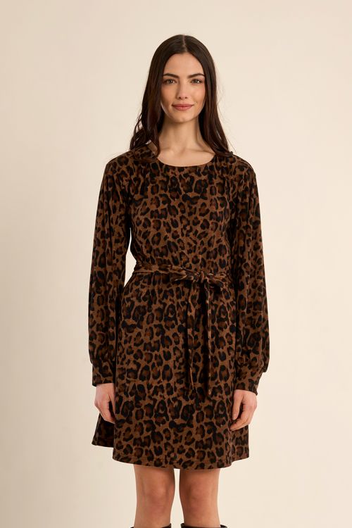 Vestido de manga larga con estampado y lazada