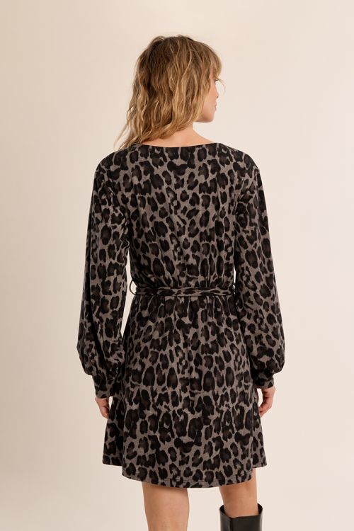 Vestido de manga larga con estampado y lazada