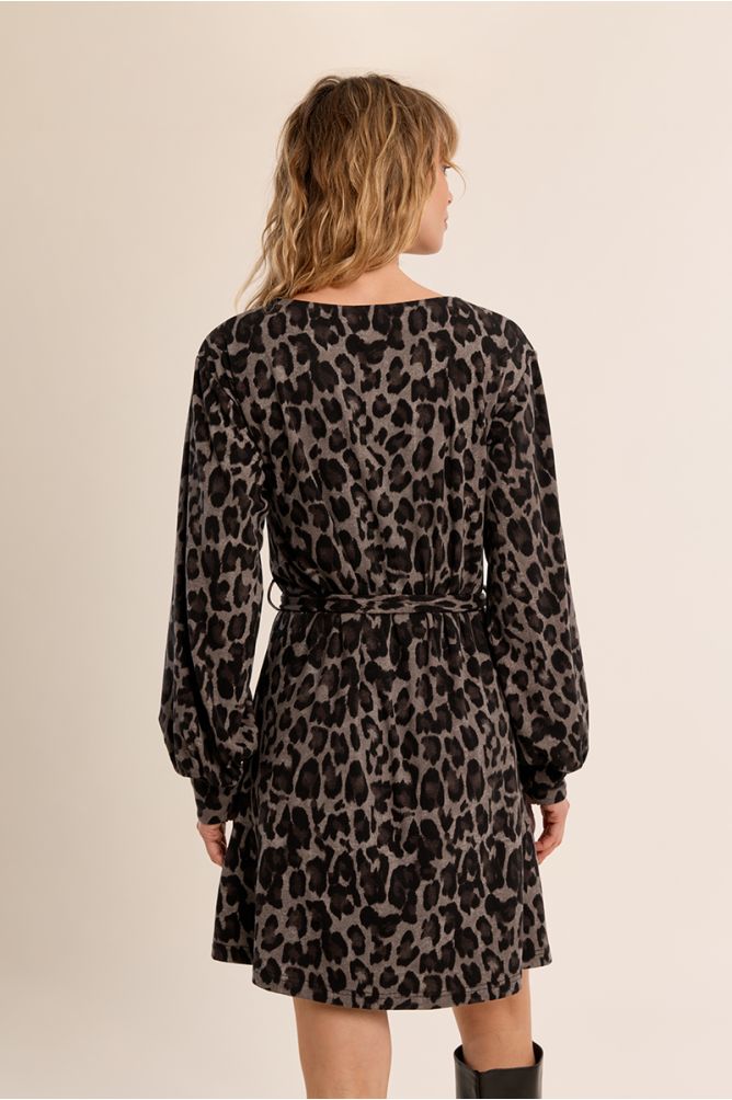 Vestido de manga larga con estampado y lazada