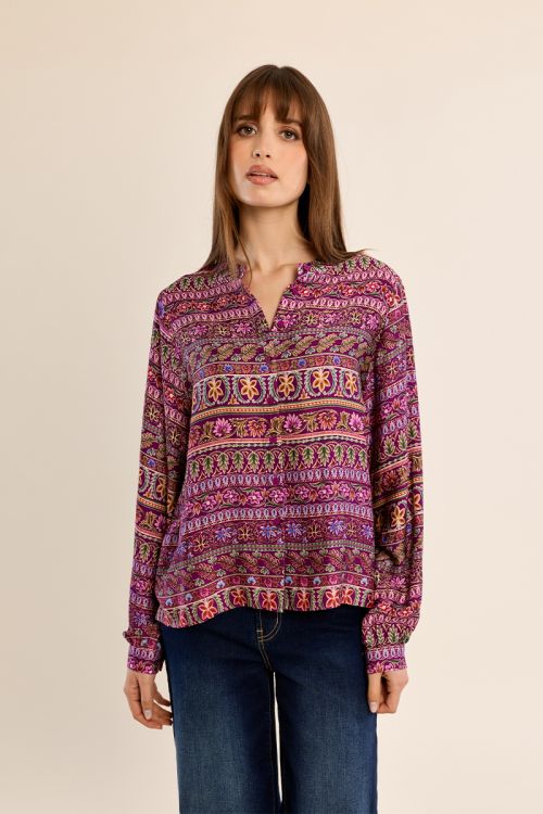 Mandarin collar blouse