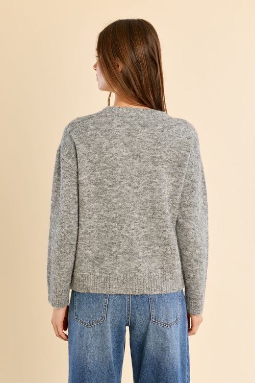 Knitted sweater, sequin flowers