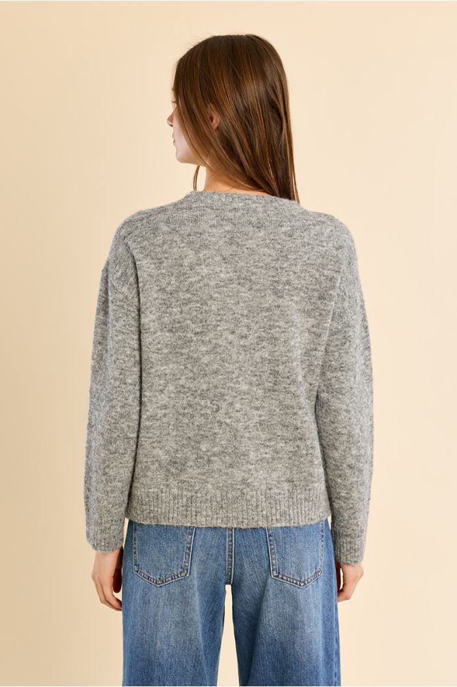Knitted sweater, sequin flowers