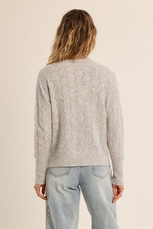 Openwork knit sweater, high collar