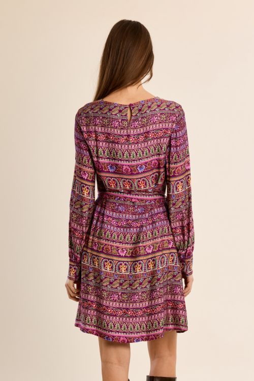 Robe courte imprimée, manches ballon