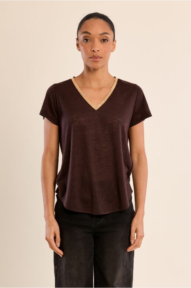 T-shirt encolure V irisée