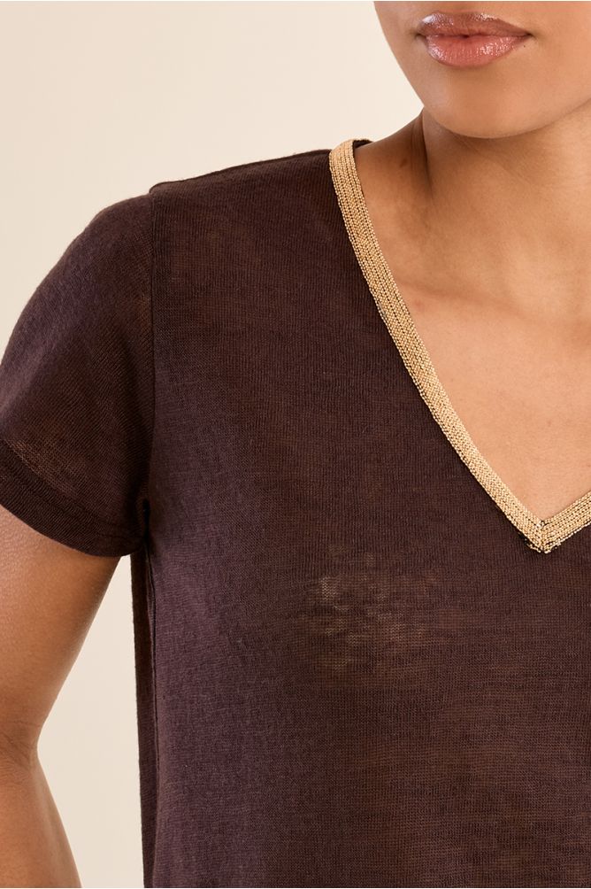 T-shirt encolure V irisée