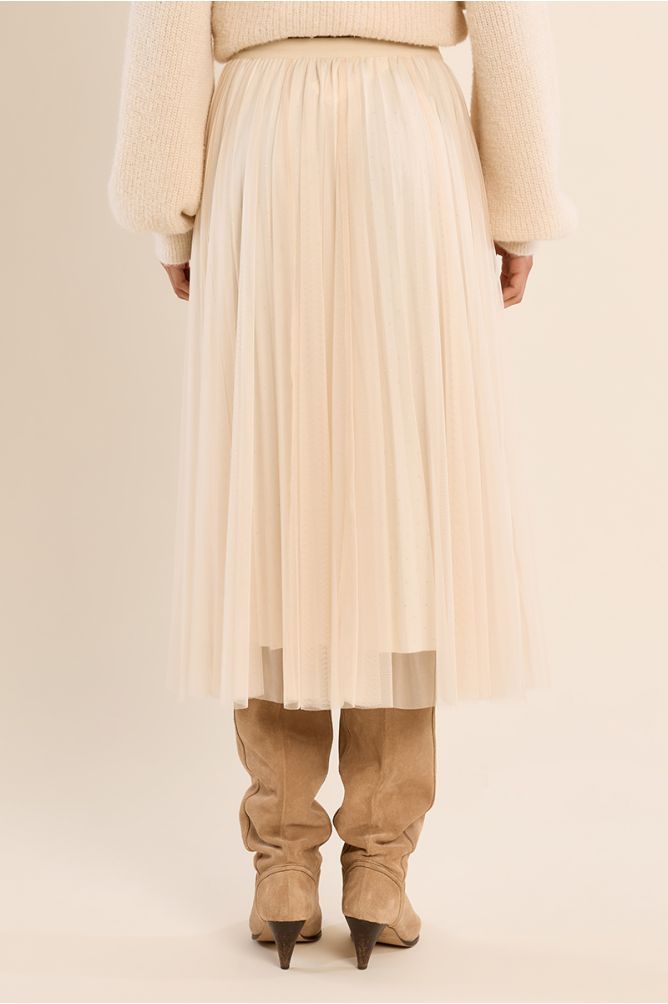 Pleated tulle skirt with rhinestones