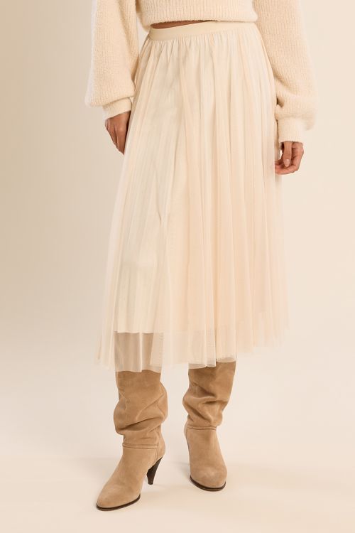 Pleated tulle skirt with rhinestones