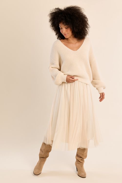 Pleated tulle skirt with rhinestones