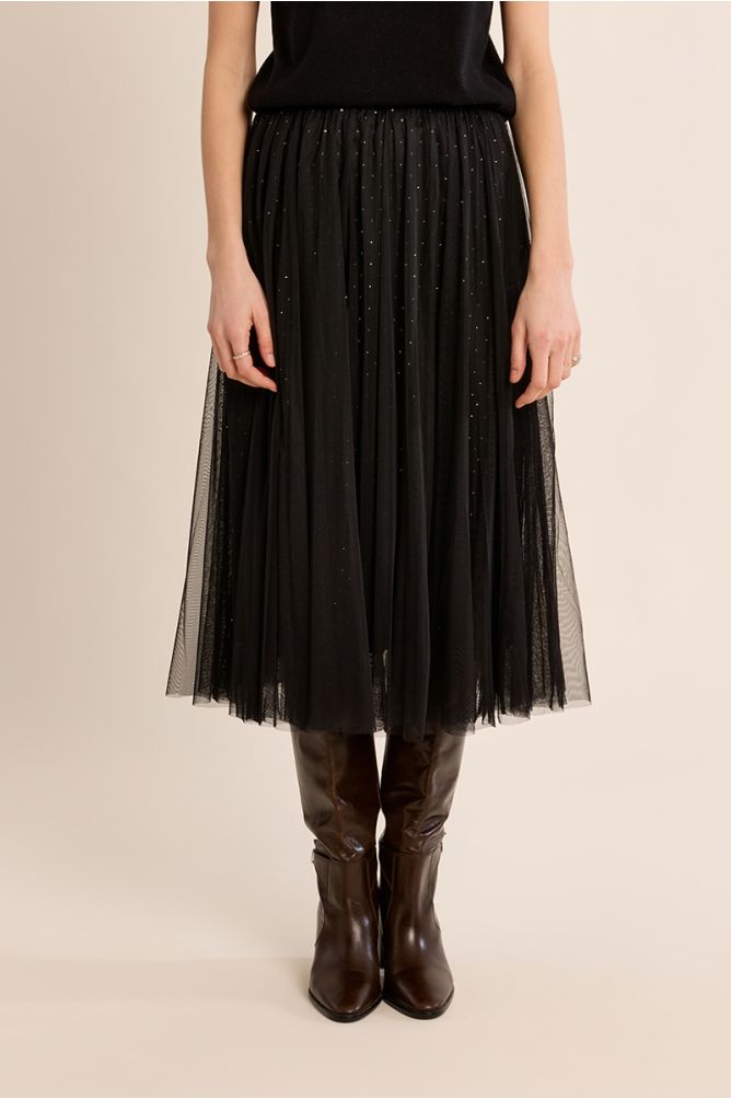 Jupe en tulle plissée à strass