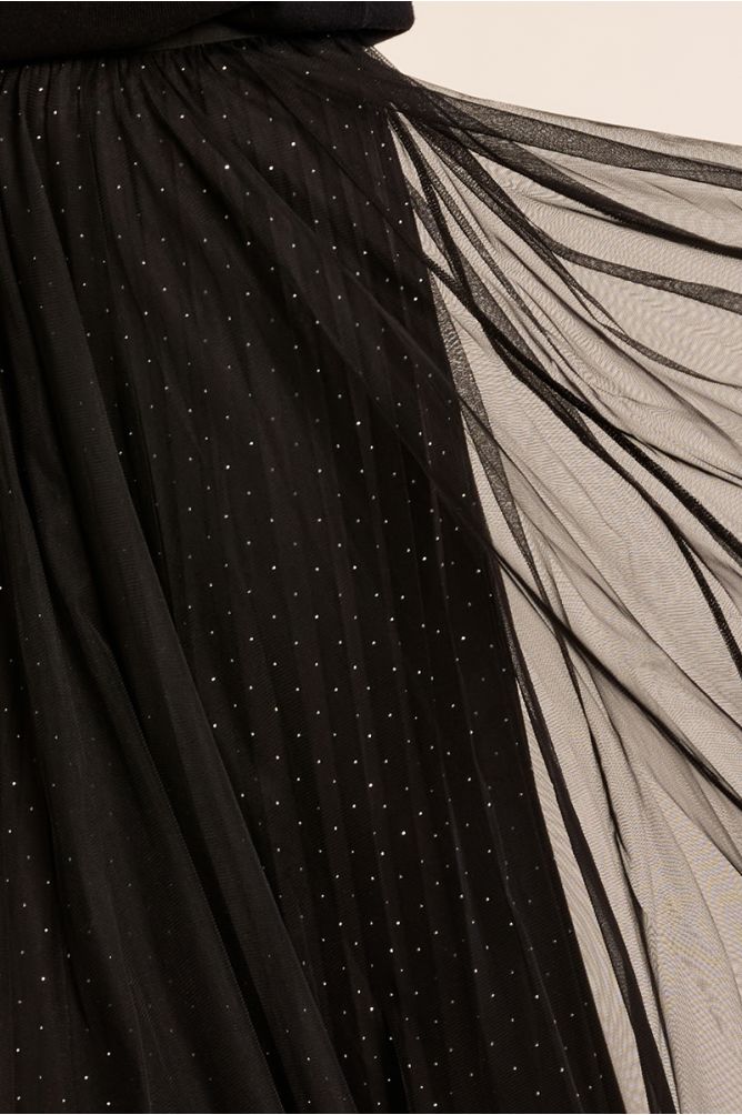 Jupe en tulle plissée à strass