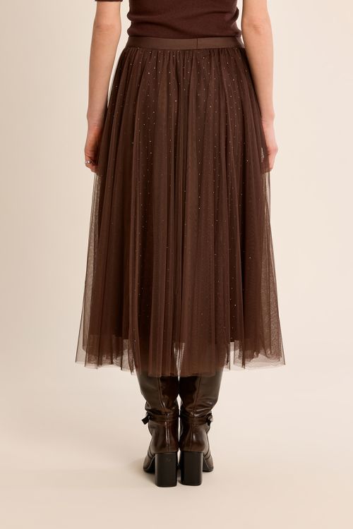 Jupe en tulle plissée à strass