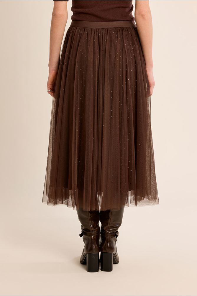 Jupe en tulle plissée à strass