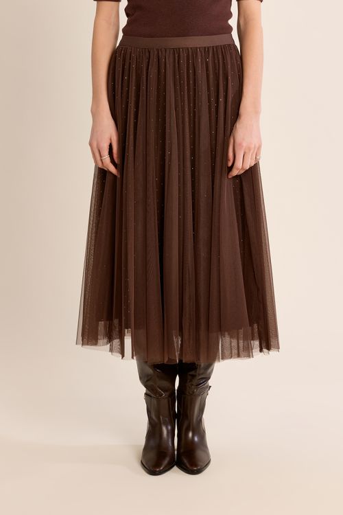 Jupe en tulle plissée à strass