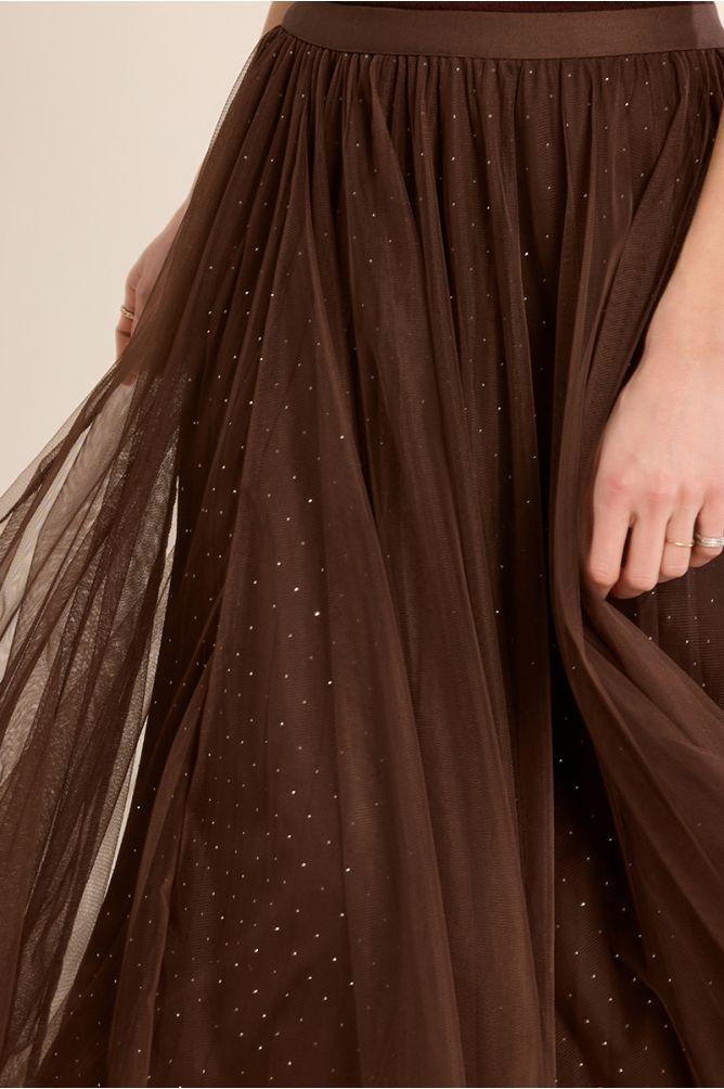 Jupe en tulle plissée à strass