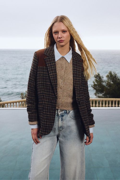 Blazer bimateriale a quadri - Molly Bracken