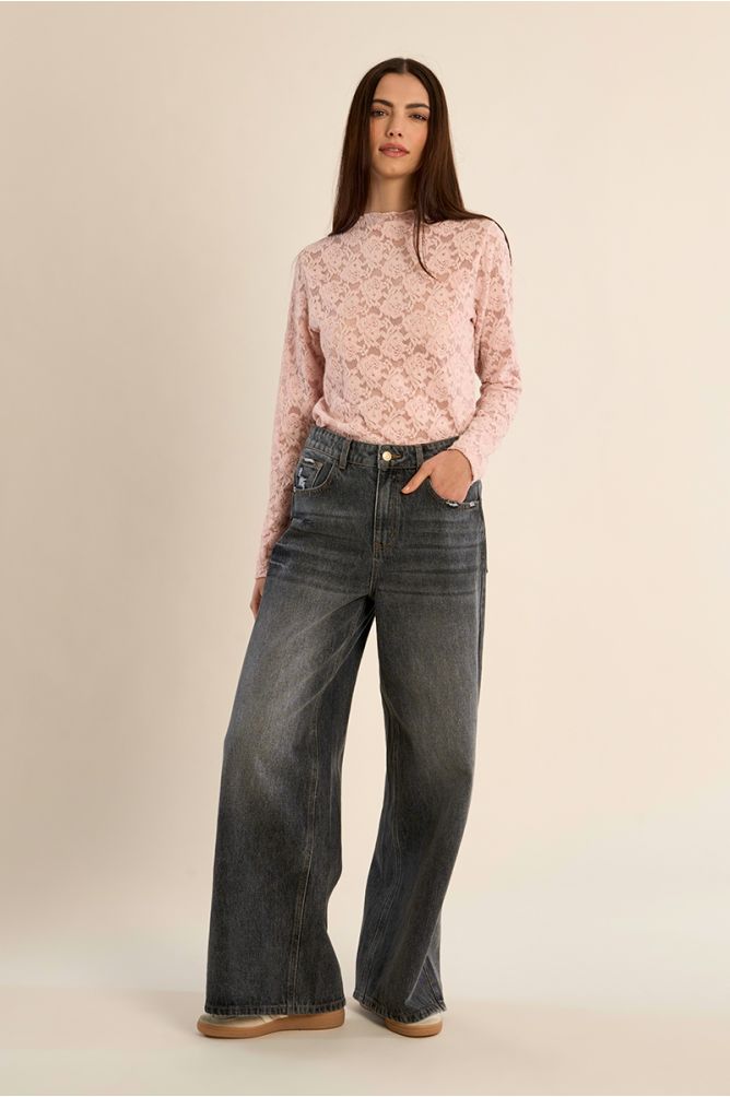 Semi-sheer lace top