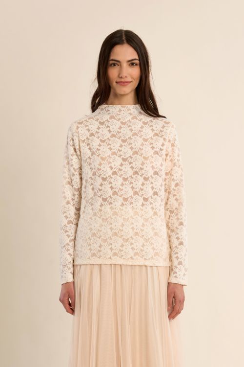 Semi-sheer lace top