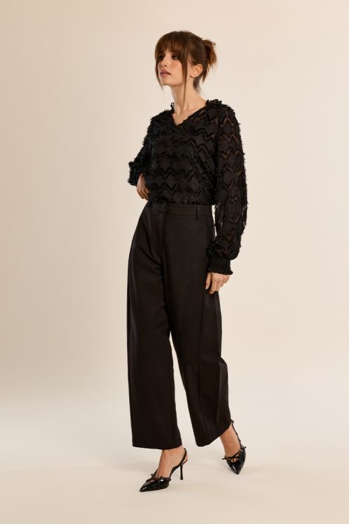 Wide leg pleated trousers